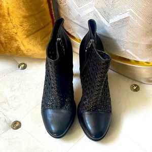 Black leather UGG booties. Sz. 9. Never been worn.